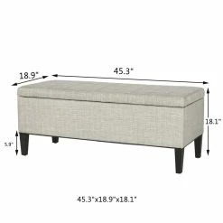 New 👍 Adeco Storage Ottoman Linen Rectangular Entryway End Of Bed Bench DIY Assemble Beige ✔️ -Adeco Shop Adeco Storage Ottoman Linen Rectangular Entryway End of Bed Bench DIY Assemble 4