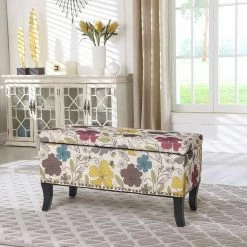 Best Sale ❤️ Adeco Storage Ottoman Rectangular Bench Fabric Assembly Required ❤️