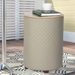 Budget 🛒 Adeco Storage Ottoman Seat Stool Side Faux Leather End Table Wood Lid Grey 🤩 -Adeco Shop Adeco Storage Ottoman Seat Stool Side Faux Leather End Table Wood Lid 13