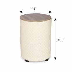 Budget 🛒 Adeco Storage Ottoman Seat Stool Side Faux Leather End Table Wood Lid Grey 🤩 -Adeco Shop Adeco Storage Ottoman Seat Stool Side Faux Leather End Table Wood Lid 3