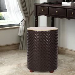 Budget 🛒 Adeco Storage Ottoman Seat Stool Side Faux Leather End Table Wood Lid Grey 🤩 -Adeco Shop Adeco Storage Ottoman Seat Stool Side Faux Leather End Table Wood Lid 8
