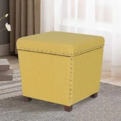 Top 10 ⭐ Adeco Storage Ottoman Square Footrest Stool Black 🔔 -Adeco Shop Adeco Storage Ottoman Square Footrest Stool Small Fabric Footstool 10