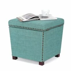 Top 10 ⭐ Adeco Storage Ottoman Square Footrest Stool Black 🔔 -Adeco Shop Adeco Storage Ottoman Square Footrest Stool Small Fabric Footstool 2