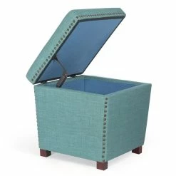 Top 10 ⭐ Adeco Storage Ottoman Square Footrest Stool Black 🔔 -Adeco Shop Adeco Storage Ottoman Square Footrest Stool Small Fabric Footstool 4