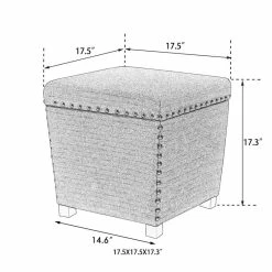 Top 10 ⭐ Adeco Storage Ottoman Square Footrest Stool Black 🔔 -Adeco Shop Adeco Storage Ottoman Square Footrest Stool Small Fabric Footstool 8