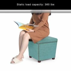 Top 10 ⭐ Adeco Storage Ottoman Square Footrest Stool Black 🔔 -Adeco Shop Adeco Storage Ottoman Square Footrest Stool Small Fabric Footstool 9