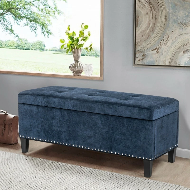 Outlet 💯 Adeco Storage Ottoman Tufted Fabric Bench DIY Assembly Required Dark Grey ❤️ 4 Outlet 💯 Adeco Storage Ottoman Tufted Fabric Bench DIY Assembly Required Dark Grey ❤️ - Image 2