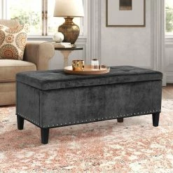 Outlet 💯 Adeco Storage Ottoman Tufted Fabric Bench DIY Assembly Required Dark Grey ❤️ 27 Outlet 💯 Adeco Storage Ottoman Tufted Fabric Bench DIY Assembly Required Dark Grey ❤️ -Adeco Shop Adeco Storage Ottoman Tufted Fabric Bench DIY Assembly Required 10
