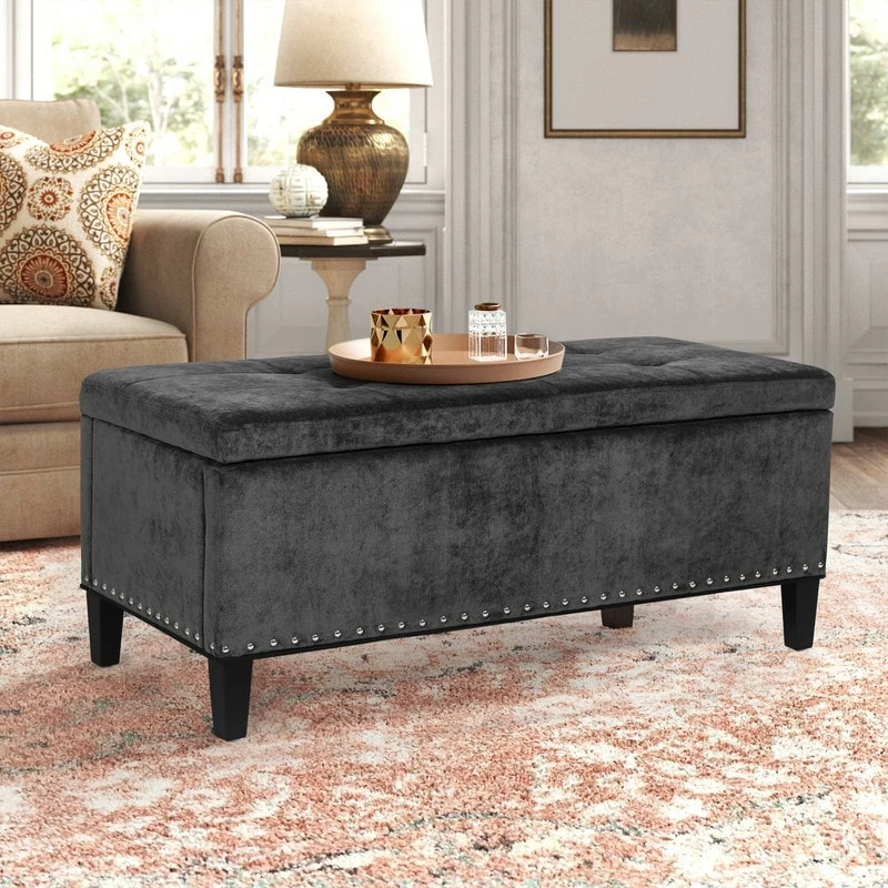 Outlet 💯 Adeco Storage Ottoman Tufted Fabric Bench DIY Assembly Required Dark Grey ❤️ 13 Outlet 💯 Adeco Storage Ottoman Tufted Fabric Bench DIY Assembly Required Dark Grey ❤️ - Image 11