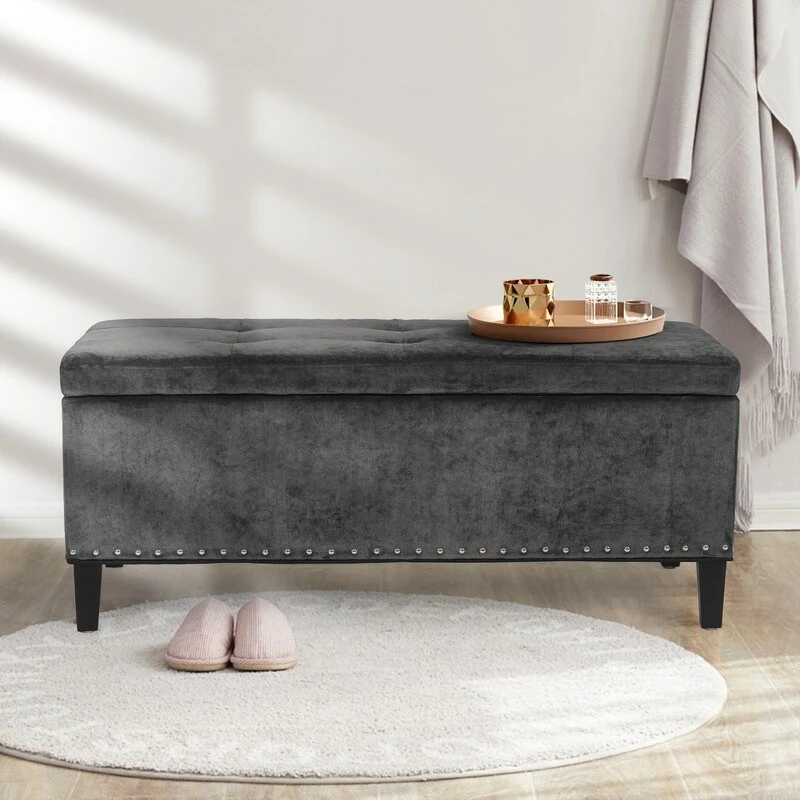 Outlet 💯 Adeco Storage Ottoman Tufted Fabric Bench DIY Assembly Required Dark Grey ❤️ 15 Outlet 💯 Adeco Storage Ottoman Tufted Fabric Bench DIY Assembly Required Dark Grey ❤️ - Image 13