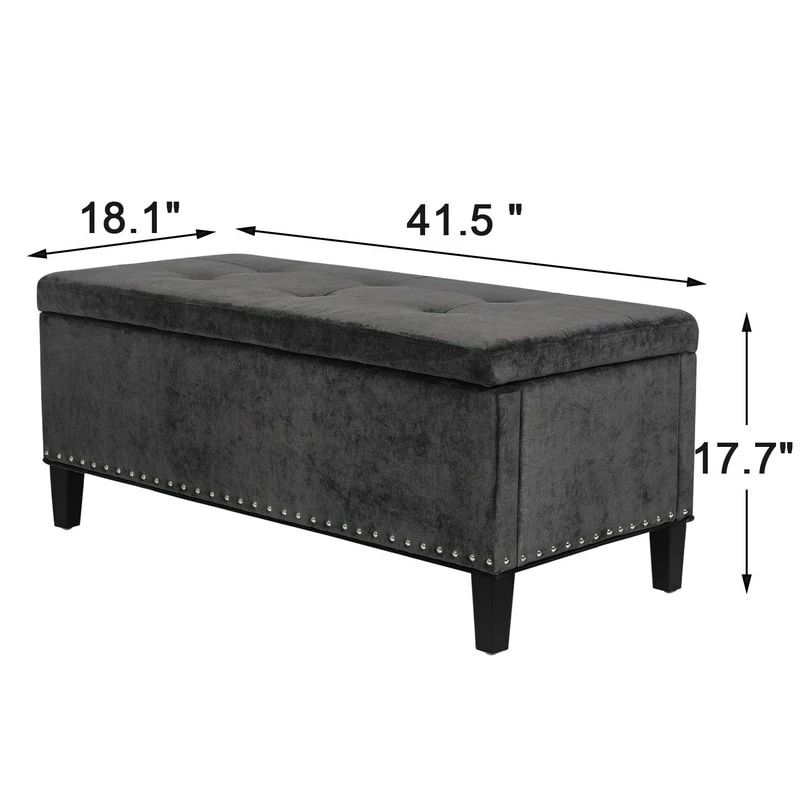 Outlet 💯 Adeco Storage Ottoman Tufted Fabric Bench DIY Assembly Required Dark Grey ❤️ 16 Outlet 💯 Adeco Storage Ottoman Tufted Fabric Bench DIY Assembly Required Dark Grey ❤️ - Image 14