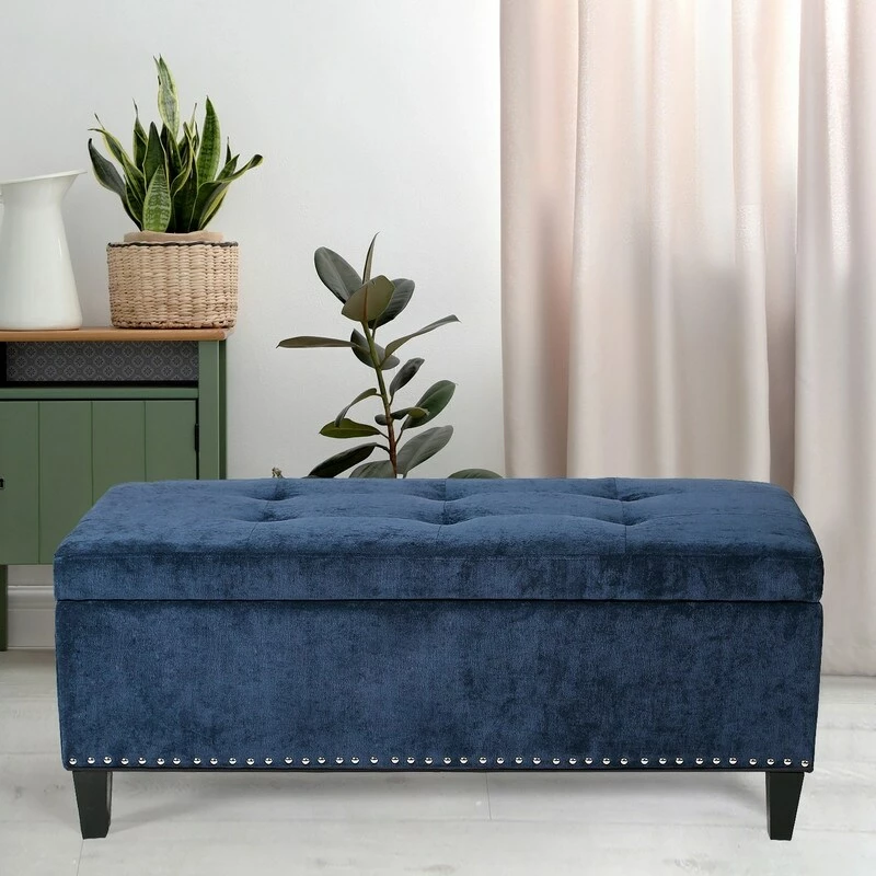 Outlet 💯 Adeco Storage Ottoman Tufted Fabric Bench DIY Assembly Required Dark Grey ❤️ 5 Outlet 💯 Adeco Storage Ottoman Tufted Fabric Bench DIY Assembly Required Dark Grey ❤️ - Image 3