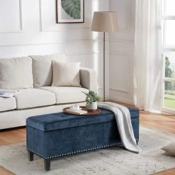 Outlet 💯 Adeco Storage Ottoman Tufted Fabric Bench DIY Assembly Required Dark Grey ❤️