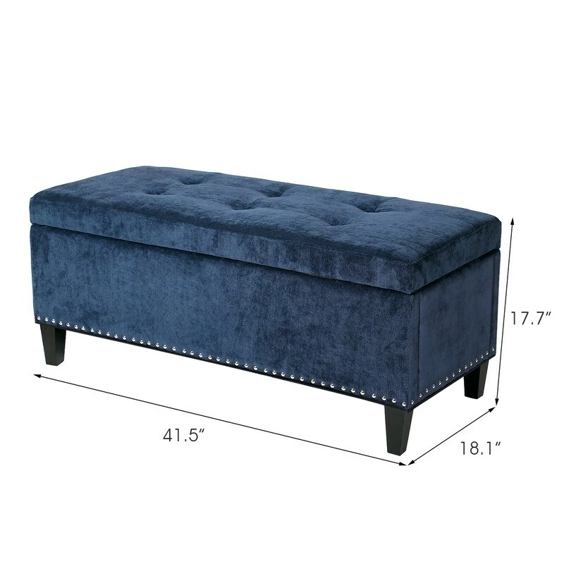 Outlet 💯 Adeco Storage Ottoman Tufted Fabric Bench DIY Assembly Required Dark Grey ❤️ 6 Outlet 💯 Adeco Storage Ottoman Tufted Fabric Bench DIY Assembly Required Dark Grey ❤️ - Image 4