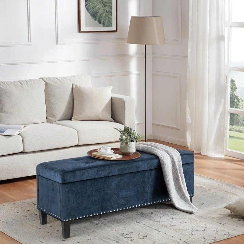 Outlet 💯 Adeco Storage Ottoman Tufted Fabric Bench DIY Assembly Required Dark Grey ❤️ 3 Outlet 💯 Adeco Storage Ottoman Tufted Fabric Bench DIY Assembly Required Dark Grey ❤️