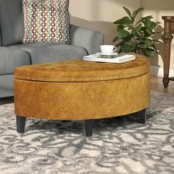 Hot Sale 🌟 Adeco Storage Ottoman Tufted Half Moon Bench Green ✨ -Adeco Shop Adeco Storage Ottoman Tufted Half Moon Bench 1