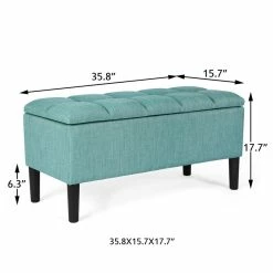 Best reviews of 🌟 Adeco Storage Ottoman Upholstered Modern End Of Living Room Bed Bench Blue 💯 -Adeco Shop Adeco Storage Ottoman Upholstered Modern End of Living Room Bed Bench 2