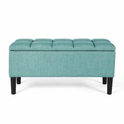 Best reviews of 🌟 Adeco Storage Ottoman Upholstered Modern End Of Living Room Bed Bench Blue 💯 -Adeco Shop Adeco Storage Ottoman Upholstered Modern End of Living Room Bed Bench 3