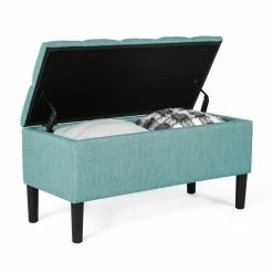 Best reviews of 🌟 Adeco Storage Ottoman Upholstered Modern End Of Living Room Bed Bench Blue 💯 -Adeco Shop Adeco Storage Ottoman Upholstered Modern End of Living Room Bed Bench 4