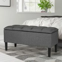 Best reviews of 🌟 Adeco Storage Ottoman Upholstered Modern End Of Living Room Bed Bench Blue 💯 -Adeco Shop Adeco Storage Ottoman Upholstered Modern End of Living Room Bed Bench 8