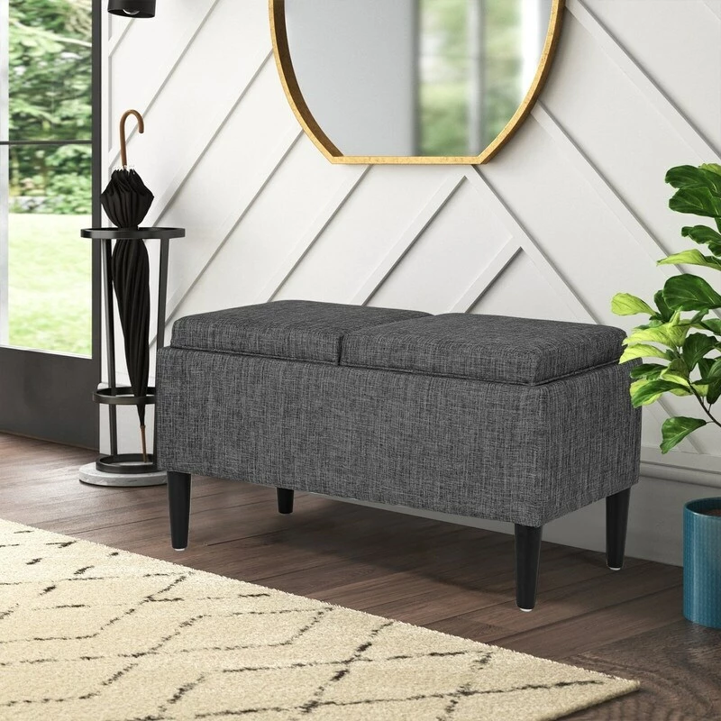 Outlet ๐ฅฐ Adeco Storage Ottoman With Tray Lid Upholstered Fabric Bench Rectangle Brown ๐ 4 Outlet ๐ฅฐ Adeco Storage Ottoman With Tray Lid Upholstered Fabric Bench Rectangle Brown ๐ - Image 2