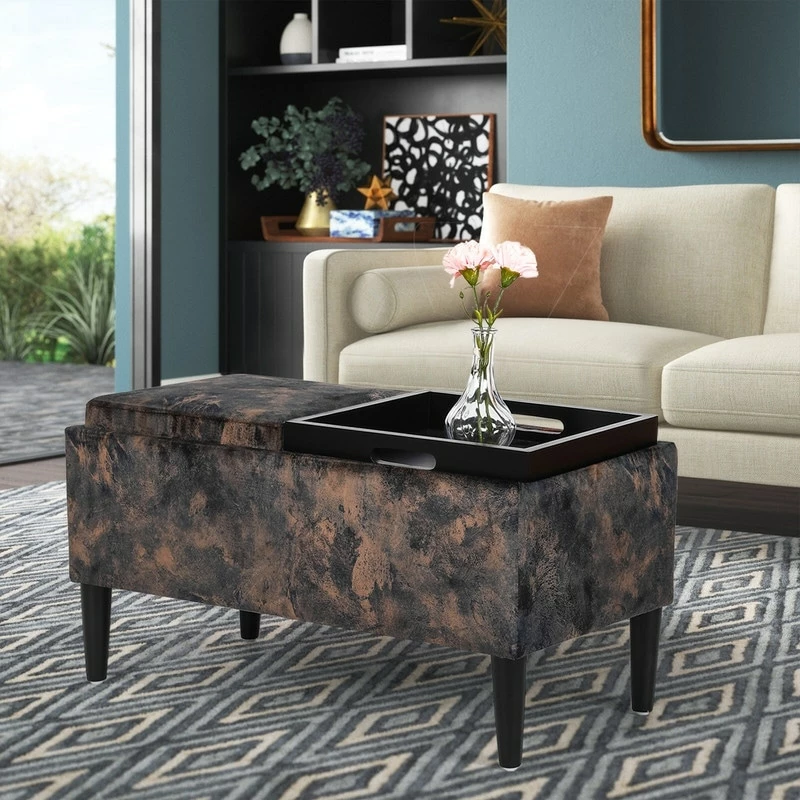 Outlet ๐ฅฐ Adeco Storage Ottoman With Tray Lid Upholstered Fabric Bench Rectangle Brown ๐ 13 Outlet ๐ฅฐ Adeco Storage Ottoman With Tray Lid Upholstered Fabric Bench Rectangle Brown ๐ - Image 11