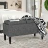 Outlet 🥰 Adeco Storage Ottoman With Tray Lid Upholstered Fabric Bench Rectangle Brown 🌟 -Adeco Shop Adeco Storage Ottoman with Tray Lid Upholstered Fabric Bench Rectangle