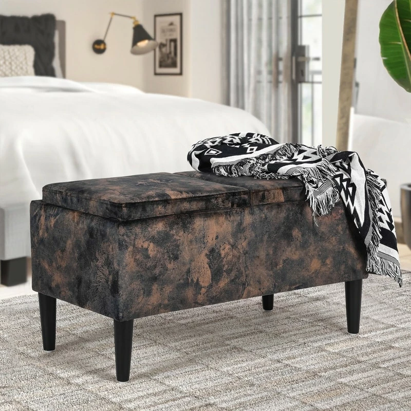Outlet ๐ฅฐ Adeco Storage Ottoman With Tray Lid Upholstered Fabric Bench Rectangle Brown ๐ 12 Outlet ๐ฅฐ Adeco Storage Ottoman With Tray Lid Upholstered Fabric Bench Rectangle Brown ๐ - Image 10