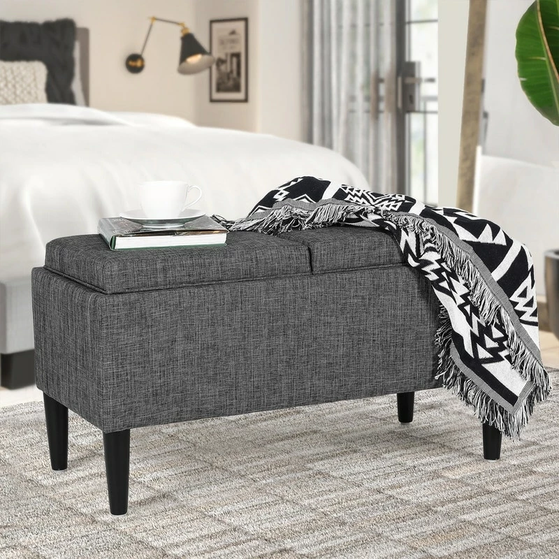 Outlet ๐ฅฐ Adeco Storage Ottoman With Tray Lid Upholstered Fabric Bench Rectangle Brown ๐ 3 Outlet ๐ฅฐ Adeco Storage Ottoman With Tray Lid Upholstered Fabric Bench Rectangle Brown ๐