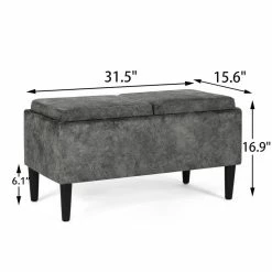 Cheap 😍 Adeco Storage Ottoman With Tray Lid Upholstered Fabric Rectangle Bench Blue 👍 -Adeco Shop Adeco Storage Ottoman with Tray Lid Upholstered Fabric Rectangle Bench 3