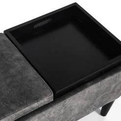 Cheap 😍 Adeco Storage Ottoman With Tray Lid Upholstered Fabric Rectangle Bench Blue 👍 -Adeco Shop Adeco Storage Ottoman with Tray Lid Upholstered Fabric Rectangle Bench 8