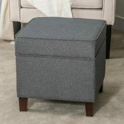 Buy 👍 Adeco Toy Chest And Footrest Square Seat Storage Bench Ottoman Gray ✔️ -Adeco Shop Adeco Toy Chest and Footrest Square Seat Storage Bench Ottoman Gray 2