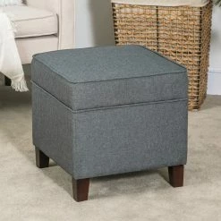 Buy 👍 Adeco Toy Chest And Footrest Square Seat Storage Bench Ottoman Gray ✔️