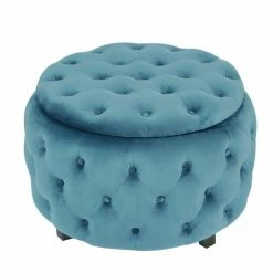 Best reviews of ⭐ Adeco Tufted Blue Round Storage Ottoman 👏 -Adeco Shop Adeco Tufted Blue Round Storage Ottoman 2