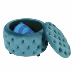 Best reviews of ⭐ Adeco Tufted Blue Round Storage Ottoman 👏 -Adeco Shop Adeco Tufted Blue Round Storage Ottoman 3