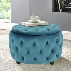 Best reviews of ⭐ Adeco Tufted Blue Round Storage Ottoman 👏 -Adeco Shop Adeco Tufted Blue Round Storage Ottoman 6
