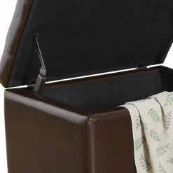 Cheap 🛒 Adeco Tufted Bottom Bonded Leahter Brown Rectangle Storage Ottoman 🛒 -Adeco Shop Adeco Tufted Bottom Bonded Leahter Brown Rectangle Storage Ottoman 10