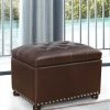 Cheap 🛒 Adeco Tufted Bottom Bonded Leahter Brown Rectangle Storage Ottoman 🛒 -Adeco Shop Adeco Tufted Bottom Bonded Leahter Brown Rectangle Storage Ottoman