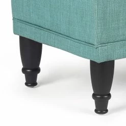 New 🔔 Adeco Tufted Light Teal Rectangular Storage Ottoman ⌛ -Adeco Shop Adeco Tufted Ottoman with Storage Light Teal Green Rectangular Lift Top 5