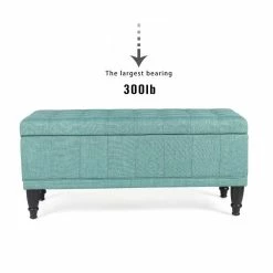 New 🔔 Adeco Tufted Light Teal Rectangular Storage Ottoman ⌛ -Adeco Shop Adeco Tufted Ottoman with Storage Light Teal Green Rectangular Lift Top 8