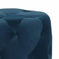 Brand new ✔️ Adeco Tufted Round Ottoman - Upholstered Ottoman Footstool Foot Rest Blue 🥰 -Adeco Shop Adeco Tufted Round Ottoman Upholstered Ottoman Footstool Foot Rest 11