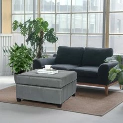 Cheapest ✨ Adeco Tufted Storage Ottoman Wide Square Coffee Table Faux Leather DIY Assemble 💯 -Adeco Shop Adeco Tufted Storage Ottoman Wide Square Coffee Table Faux Leather DIY Assemble 3