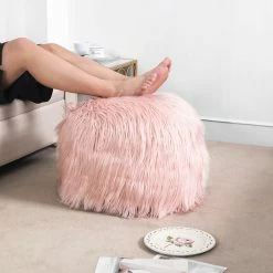 Best reviews of ✨ Adeco Unstuffed Ottoman Round Pouf Cushion Covers Faux Fur Foot Stool Pink 🛒 -Adeco Shop Adeco Unstuffed Ottoman Round Pouf Cushion Covers Faux Fur Foot Stool 11