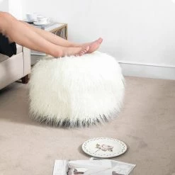 Best reviews of ✨ Adeco Unstuffed Ottoman Round Pouf Cushion Covers Faux Fur Foot Stool Pink 🛒 -Adeco Shop Adeco Unstuffed Ottoman Round Pouf Cushion Covers Faux Fur Foot Stool 3