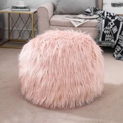 Best reviews of ✨ Adeco Unstuffed Ottoman Round Pouf Cushion Covers Faux Fur Foot Stool Pink 🛒 -Adeco Shop Adeco Unstuffed Ottoman Round Pouf Cushion Covers Faux Fur Foot Stool 7