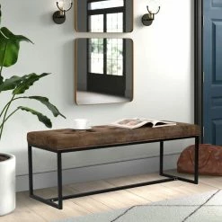 Best Pirce 🔔 Adeco Upholstered Ottoman,Faux Leather Cushion Bench,Footrest Stool 😍