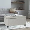 Buy 🎁 Adeco Upholstered Storage Ottoman End Of Bed Bench Safety Hinge Fabric Grey 🎉