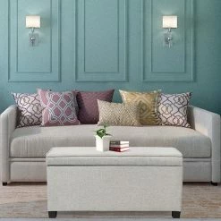 Buy 🎁 Adeco Upholstered Storage Ottoman End Of Bed Bench Safety Hinge Fabric Grey 🎉 -Adeco Shop Adeco Upholstered Storage Ottoman End of Bed Bench Safety Hinge Fabric 2