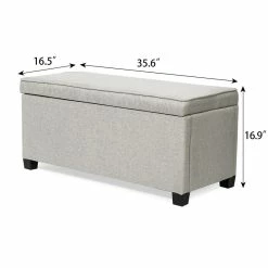 Buy 🎁 Adeco Upholstered Storage Ottoman End Of Bed Bench Safety Hinge Fabric Grey 🎉 -Adeco Shop Adeco Upholstered Storage Ottoman End of Bed Bench Safety Hinge Fabric 3