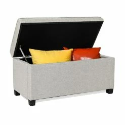 Buy 🎁 Adeco Upholstered Storage Ottoman End Of Bed Bench Safety Hinge Fabric Grey 🎉 -Adeco Shop Adeco Upholstered Storage Ottoman End of Bed Bench Safety Hinge Fabric 5